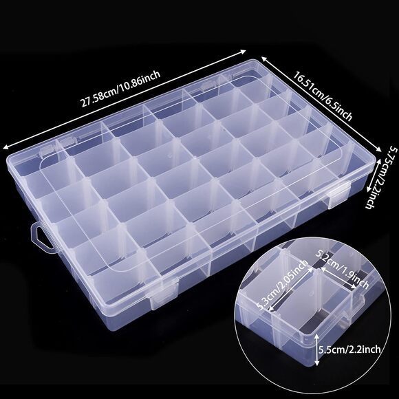 4 Pack 36 Grids Clear Plastic Organizer Box with Adjustable Dividers New - Picture 3 of 14